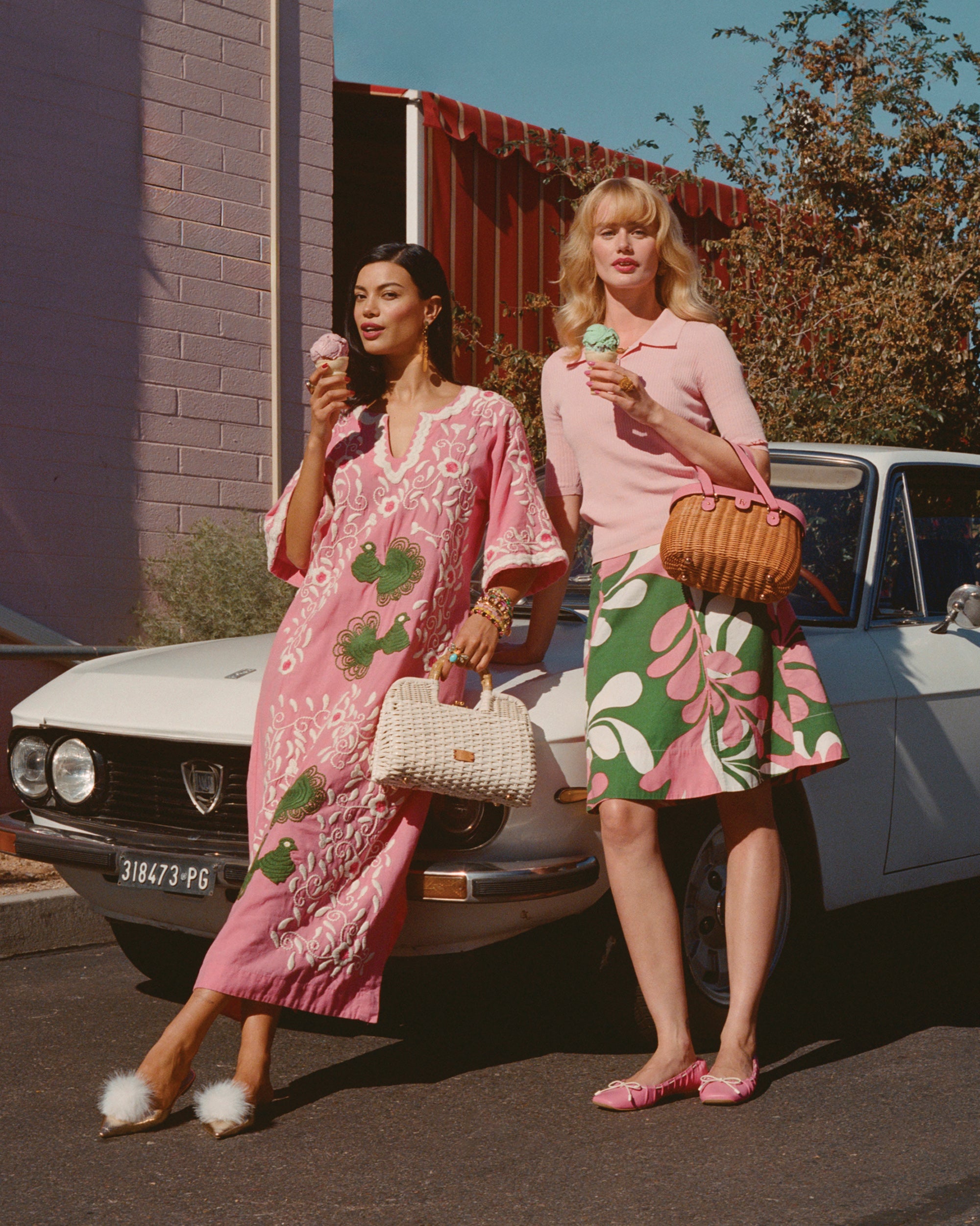 Embroidered Charming Caftan - Pink – Frances Valentine