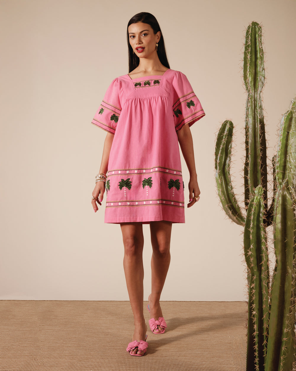 Picnic Mini Dress - Palm Tree Pink M Picnic Mini Dress - Palm Tree Pink M