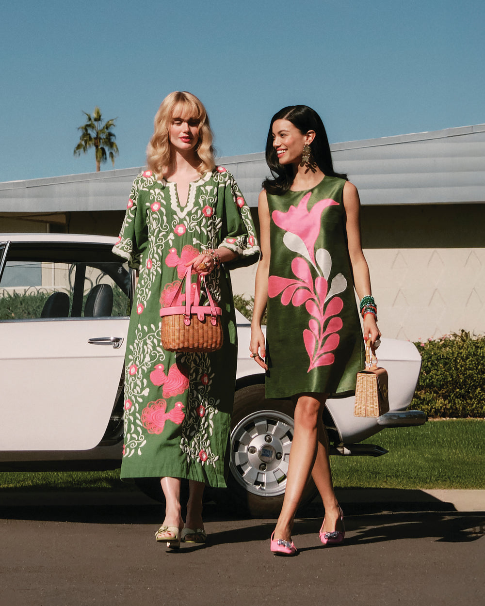 Embroidered Peacock Charming Caftan - Green