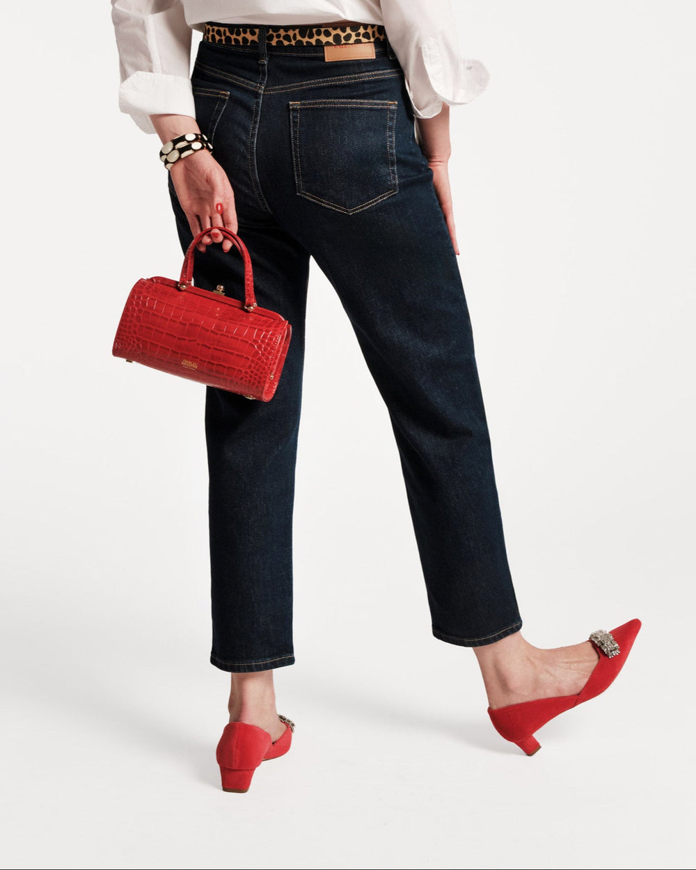 Petit Michelle - Croc Emboss Leather Red - Frances Valentine