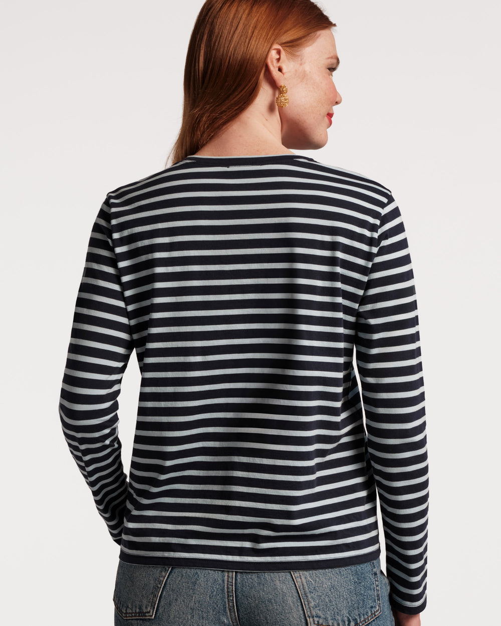 Long Sleeve Striped Tee Shirt - Navy/Light Blue - Frances Valentine