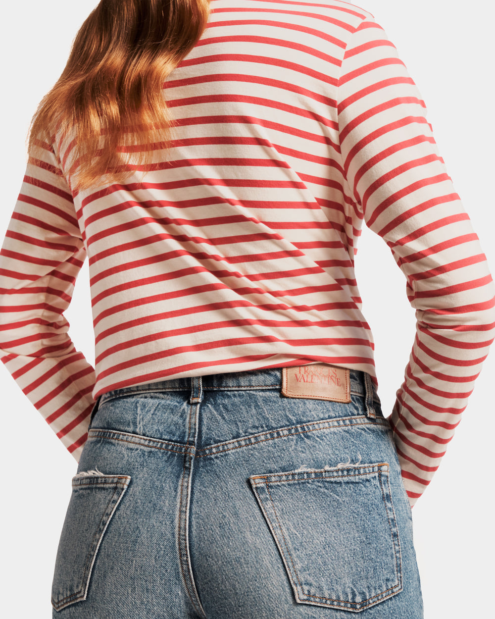 Long Sleeve Striped Tee Shirt - Red/White - Frances Valentine