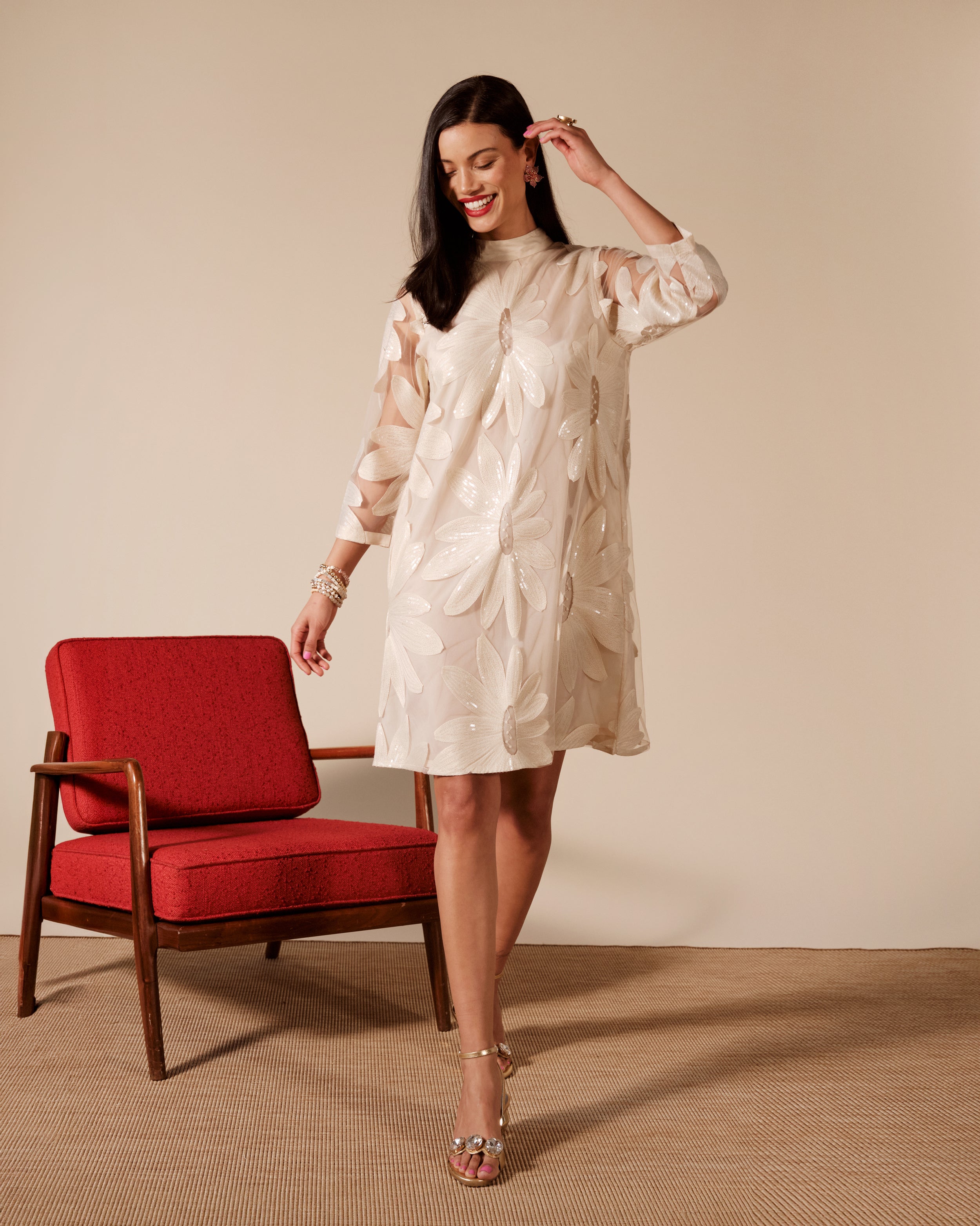 Diplomat Mini Dress Floral Sequin
