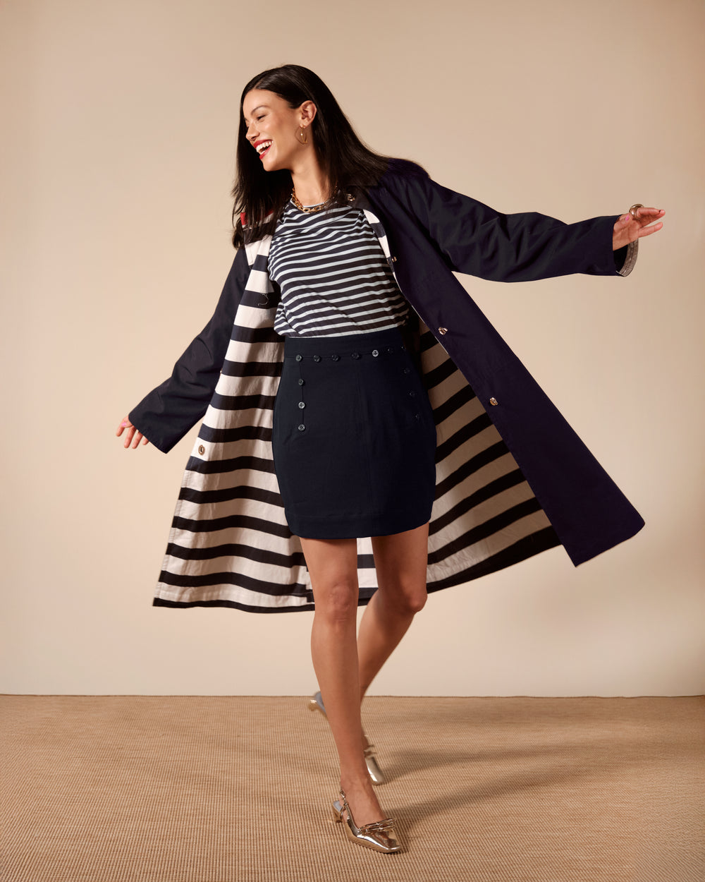 Spiffy Trench Coat - Navy Coats & Jackets Frances Valentine