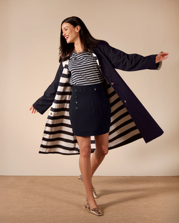 Spiffy Trench Coat - Navy