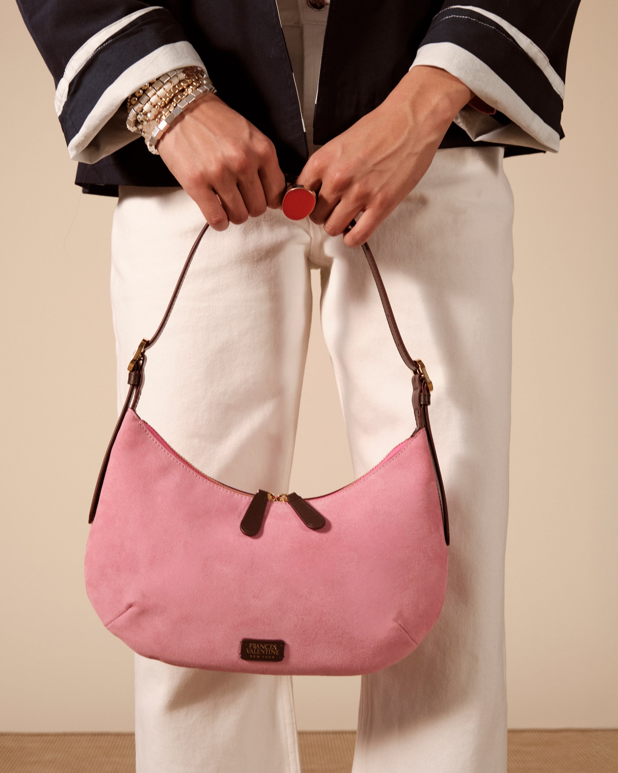 Starr Hobo Suede - Pink – Frances Valentine