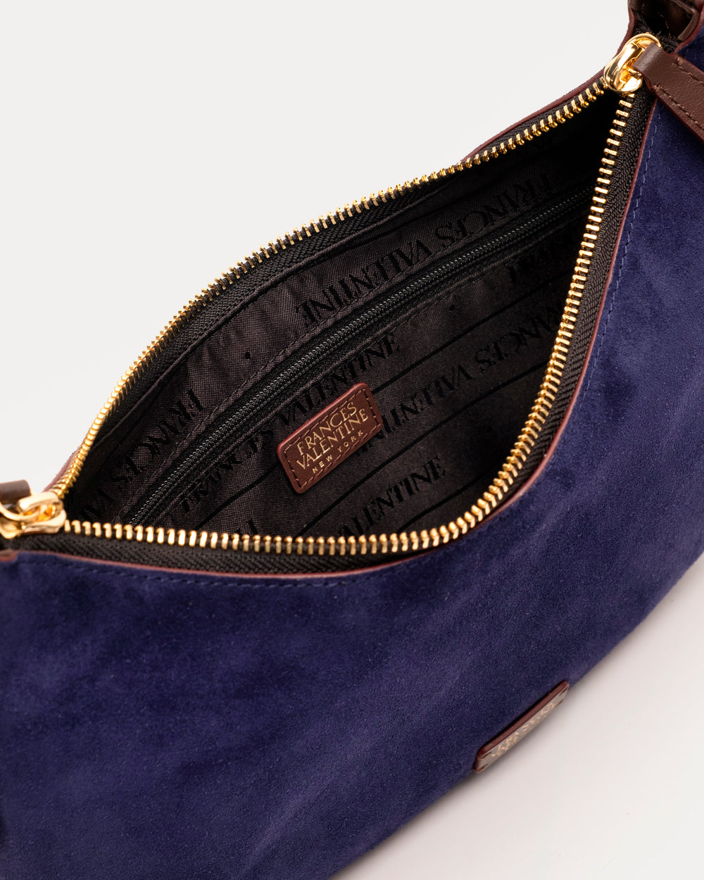 Starr Hobo Suede - Navy Handbag Frances Valentine