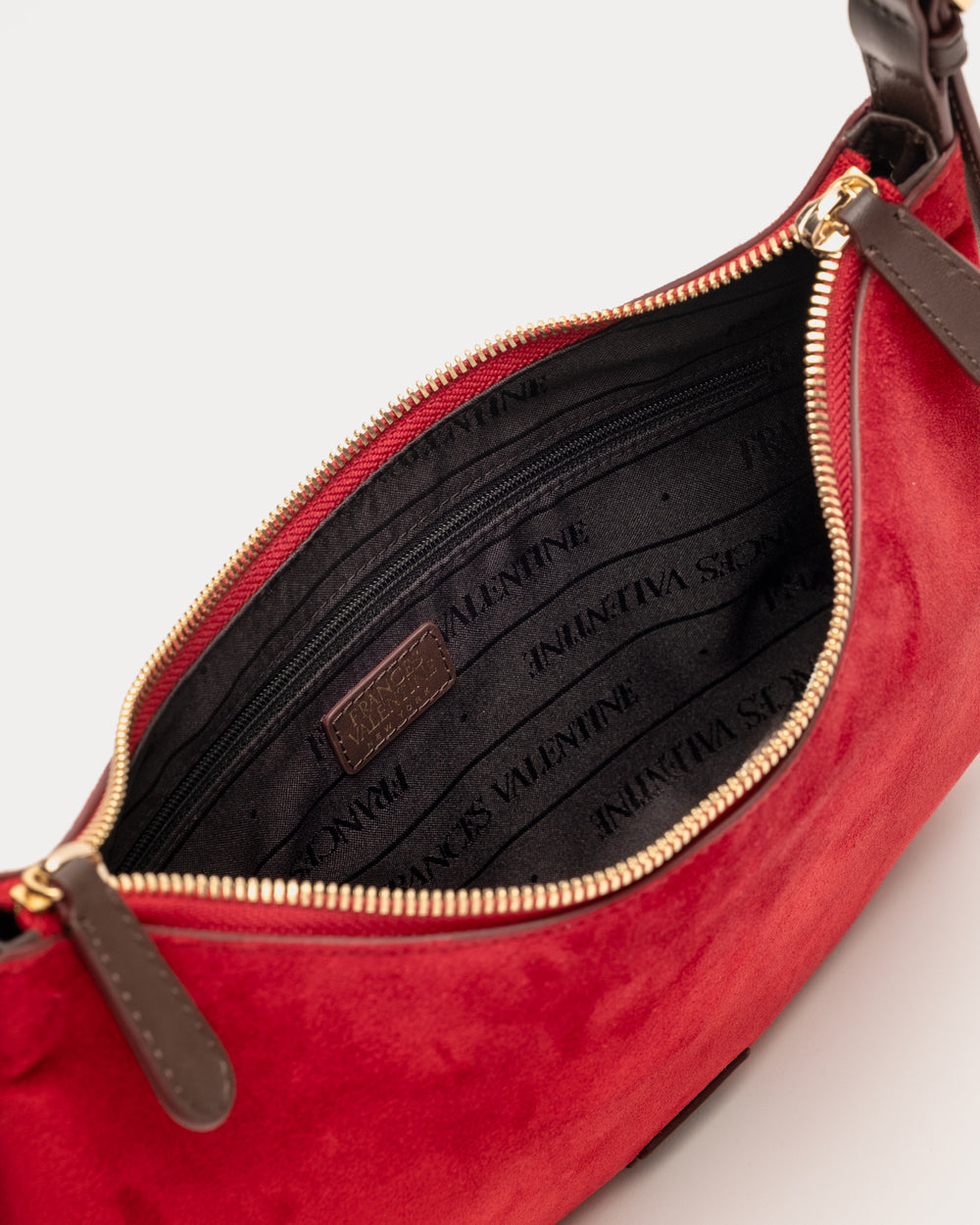 Starr Suede Hobo - Cherry Red - Frances Valentine