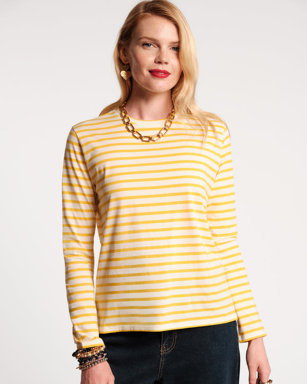 Long Sleeve Stripe T Shirt - Egg Yolk Tops Frances Valentine