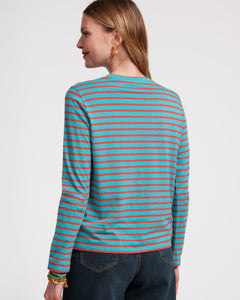 Long Sleeve Striped Tee Shirt Turquoise Red - Frances Valentine