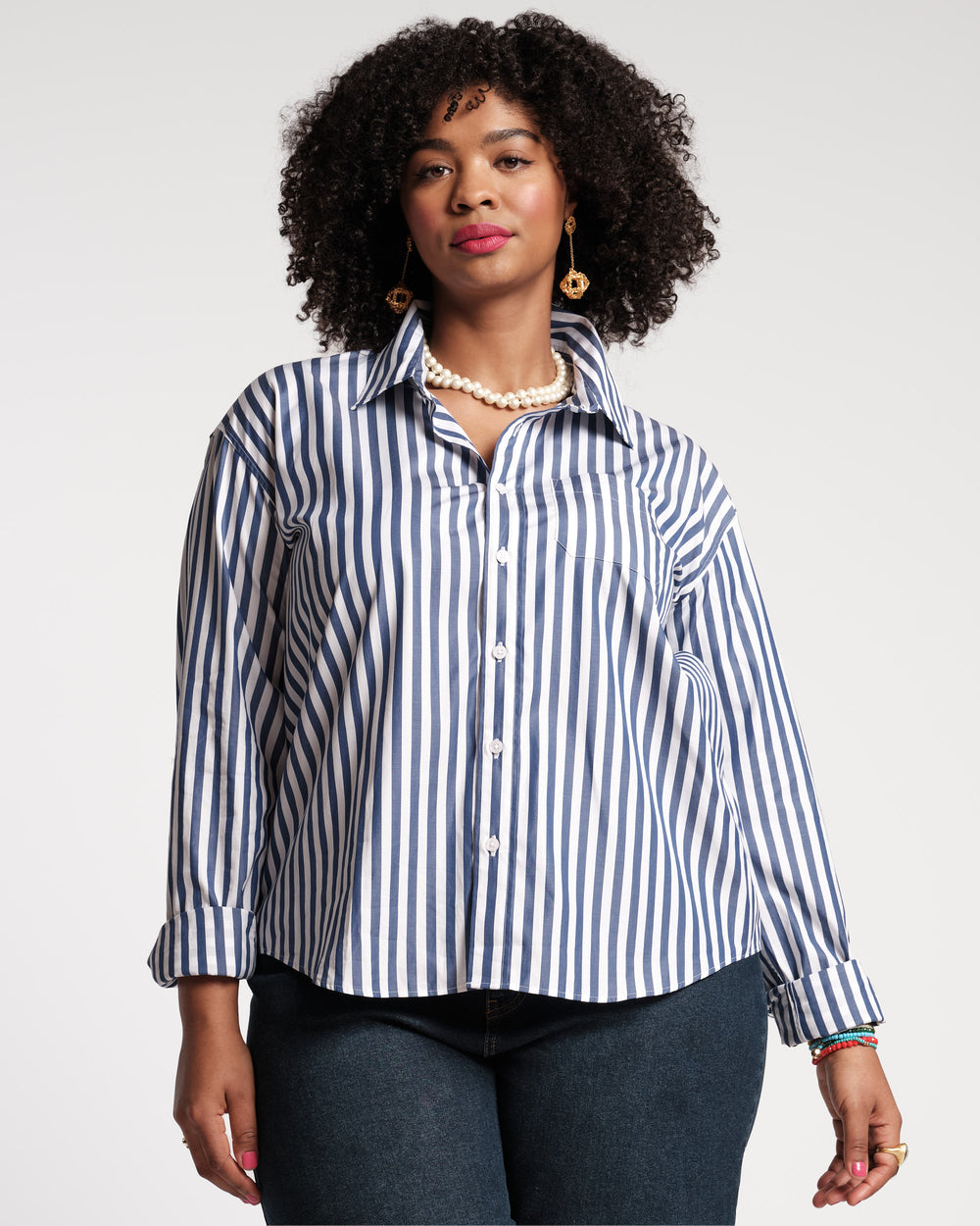 Perfect Button Down Perfect Button Down - Stripe Navy – Frances Valentine