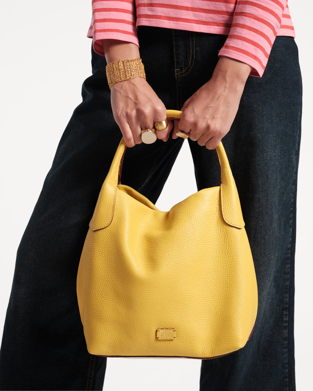 Sweet Pea Tote - Tumbled Leather Canary - Frances Valentine