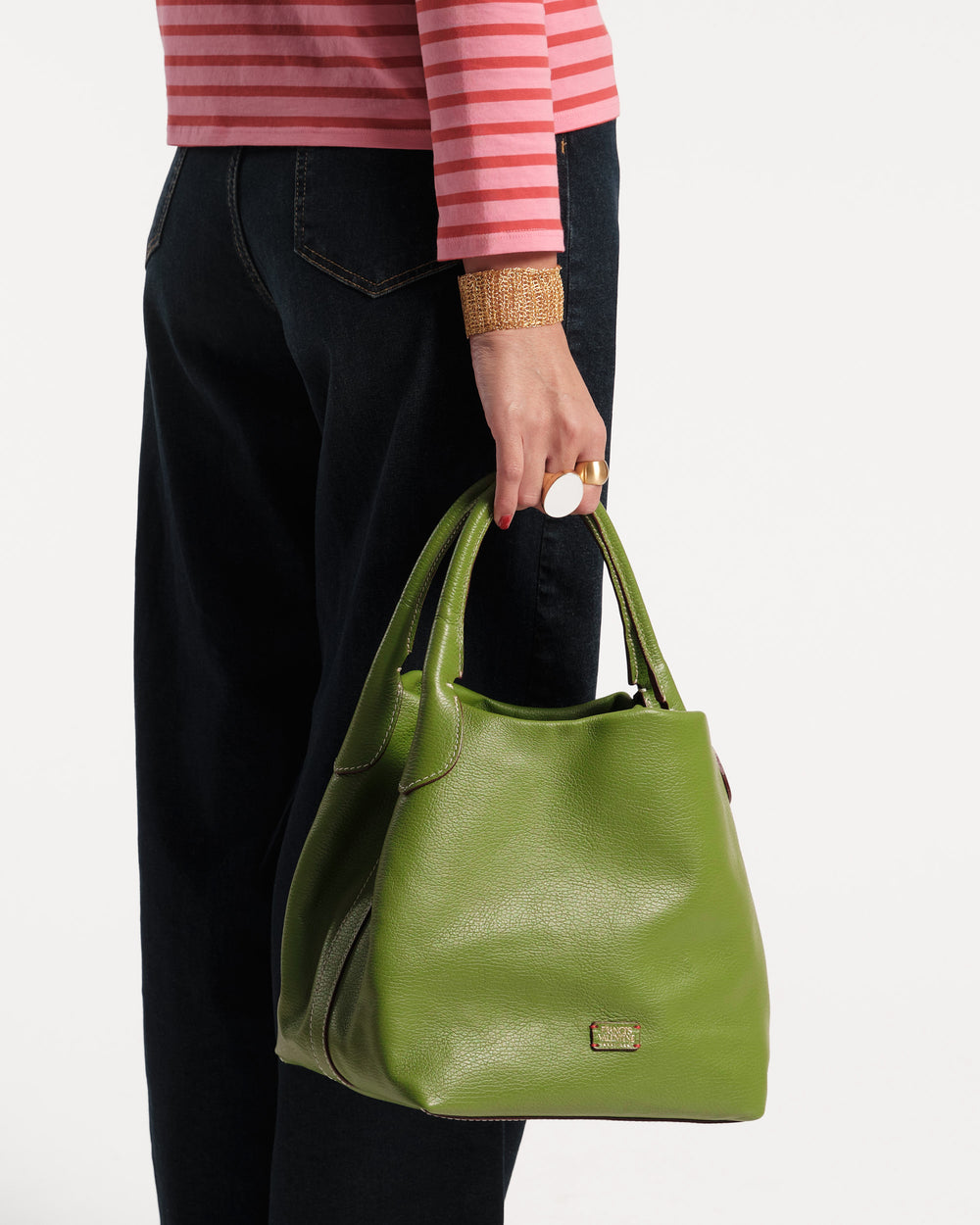 Sweet Pea Tote - Tumbled Leather Green - Frances Valentine
