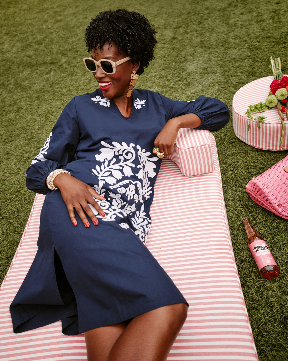 Kris Dress Solid Cotton Cotton Poplin Navy/White Frances Valentine