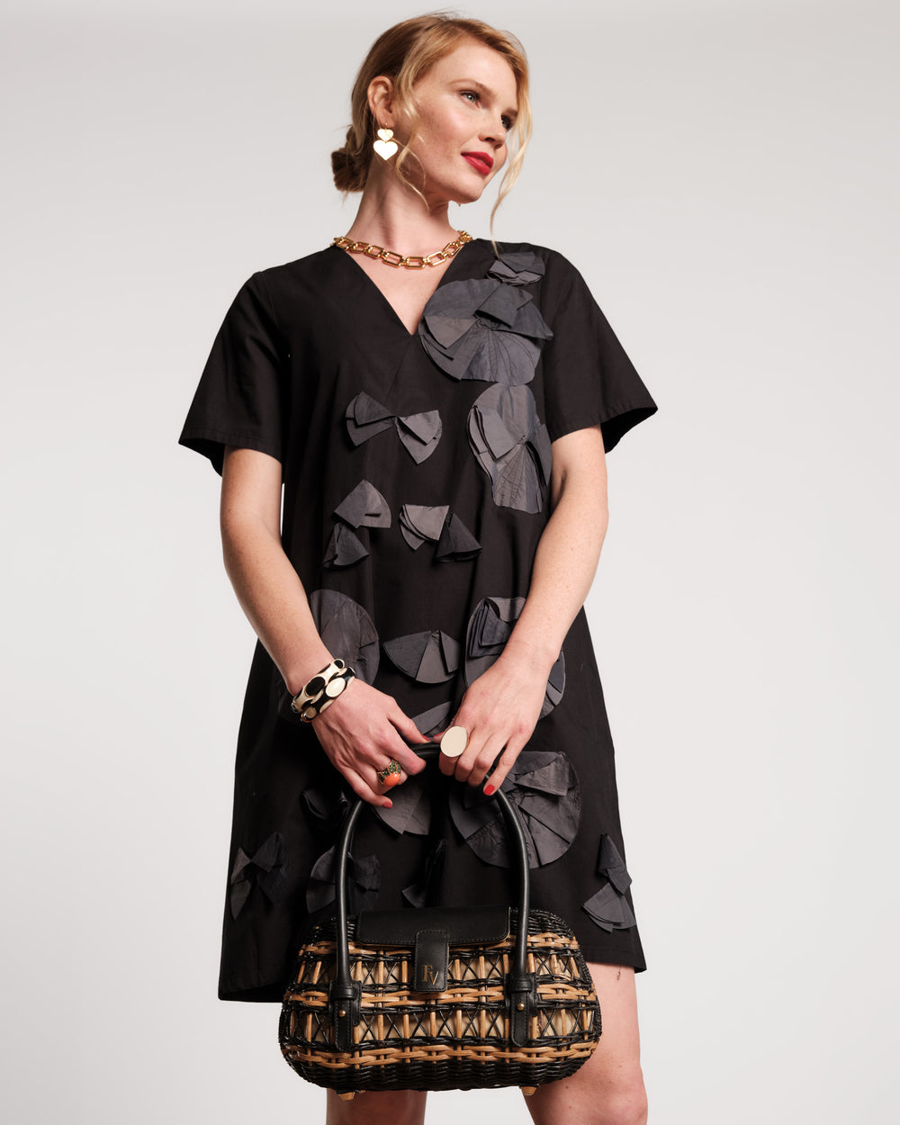 Schooner Dress - Black Flower Frances Valentine