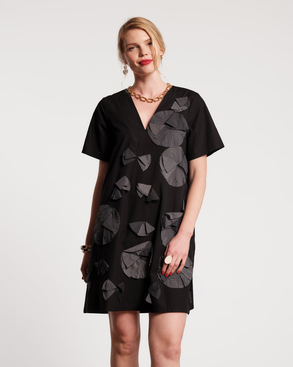 Schooner Dress - Black Flower Frances Valentine