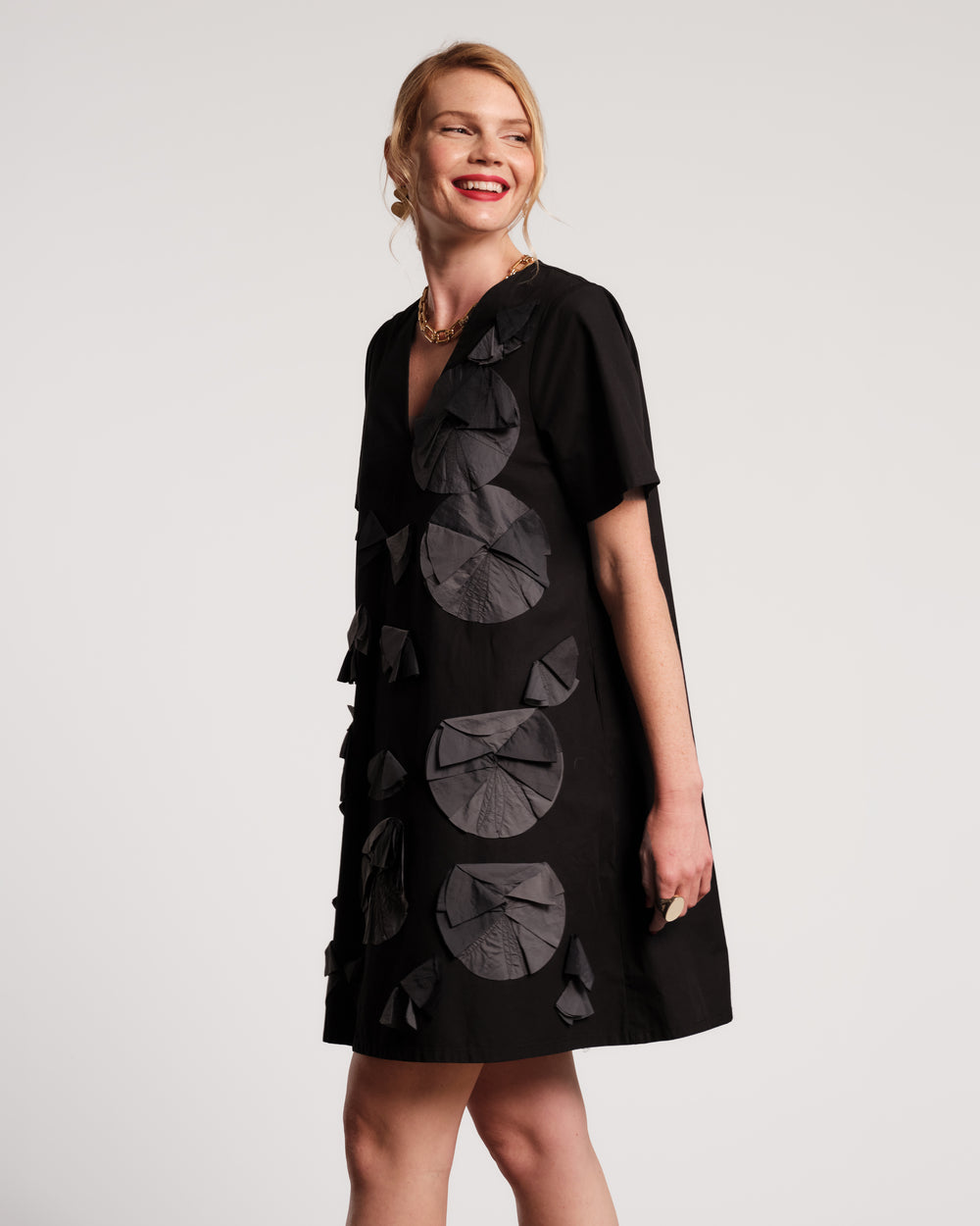 Schooner Dress - Black Flower Frances Valentine