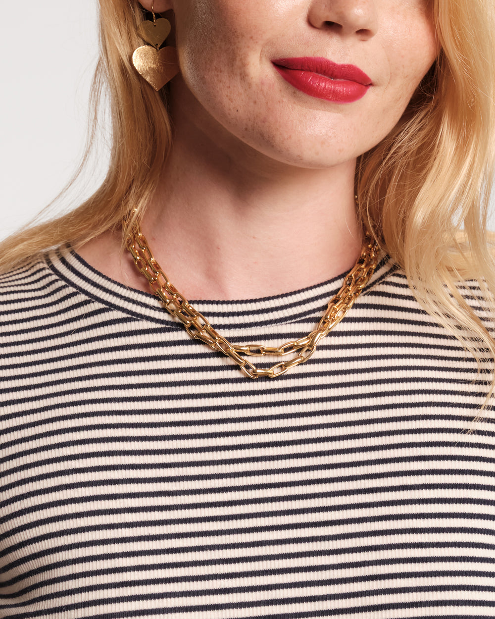 Crewneck Ribbed Tee - Navy Tops Frances Valentine