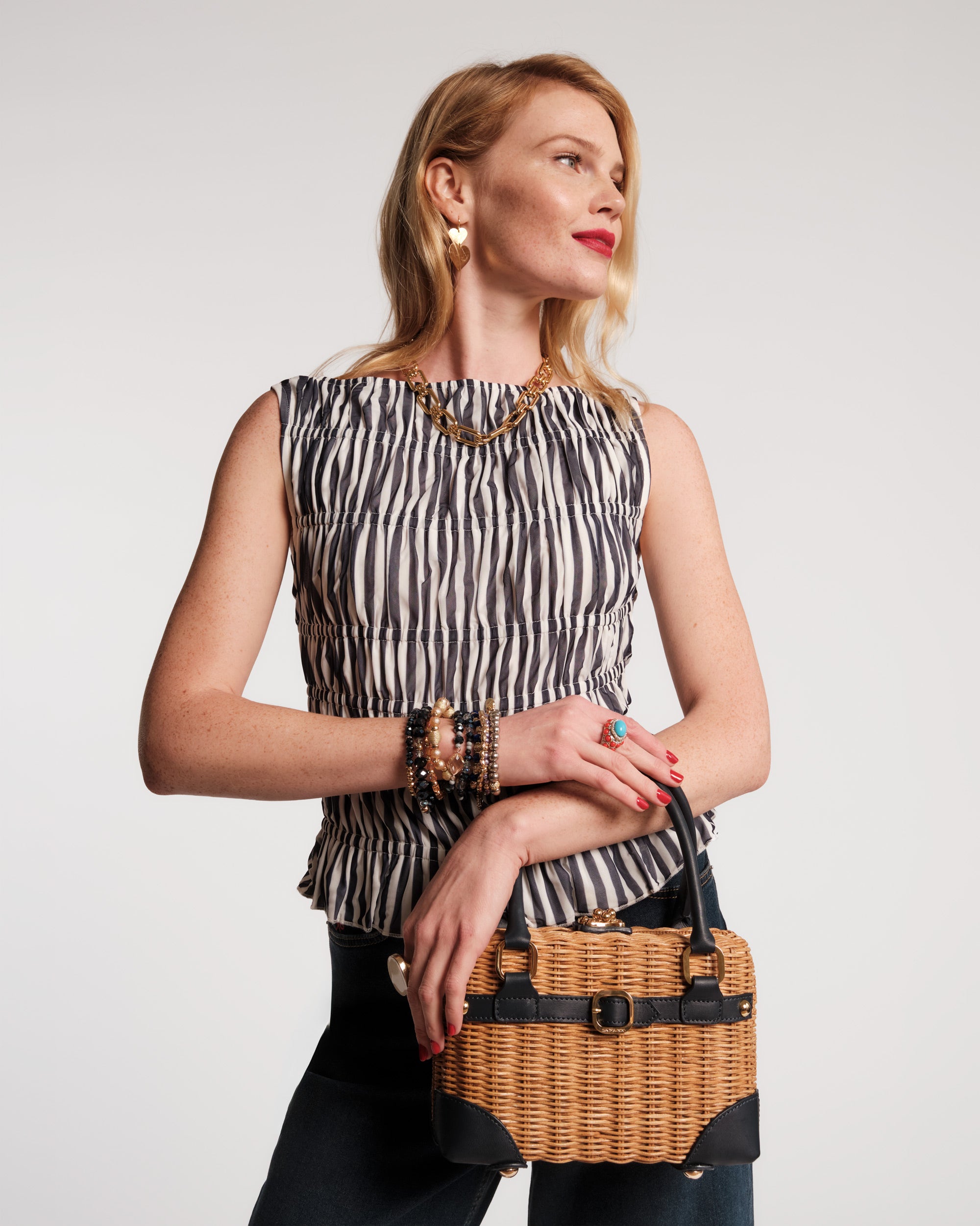Jane Top - Navy/White – Frances Valentine