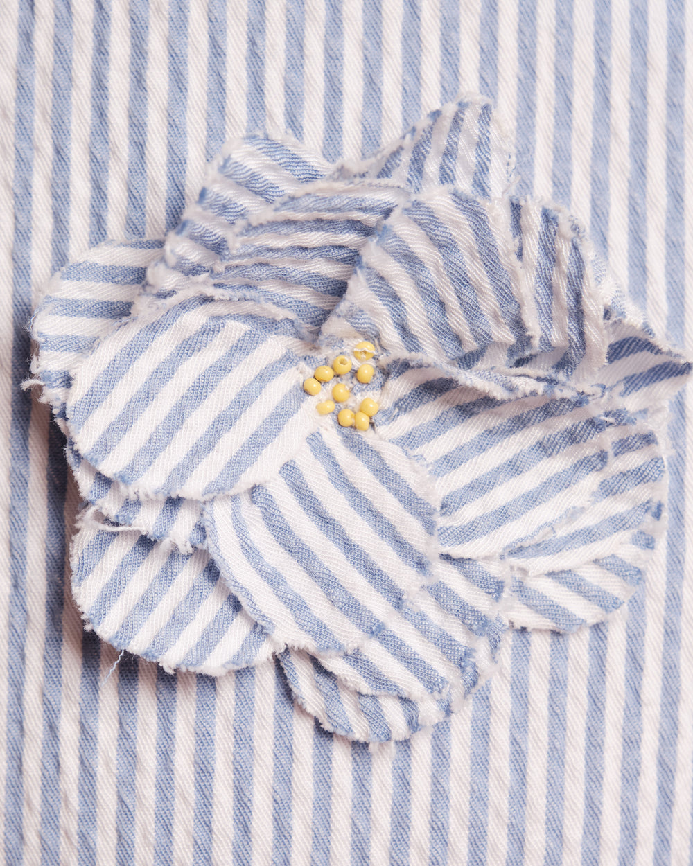 Origami Dress Seersucker Stripe Cotton Blue/White Frances Valentine