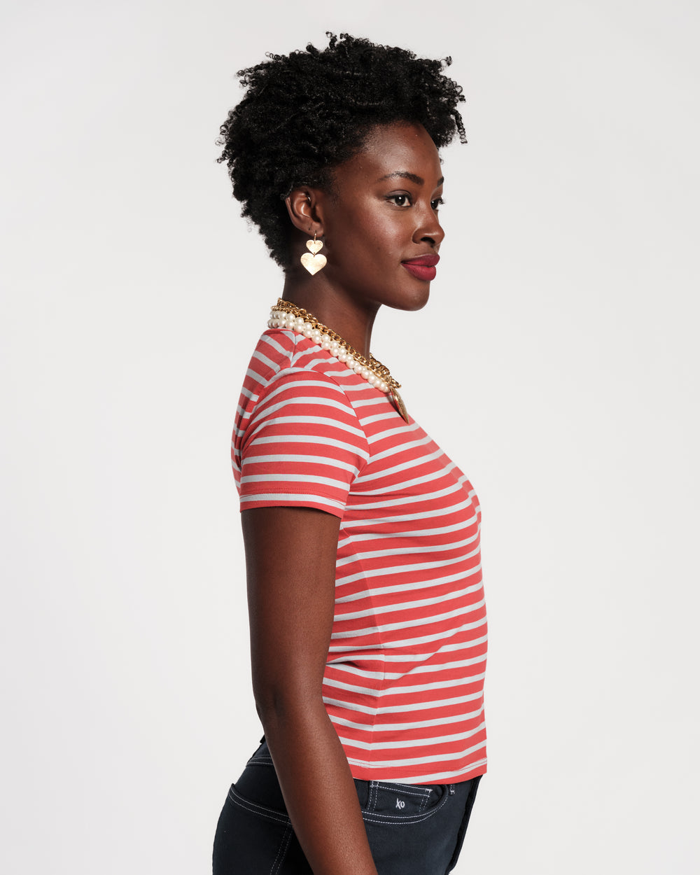 Super Striped Baby Tee - Red/Light Blue Shirt Frances Valentine