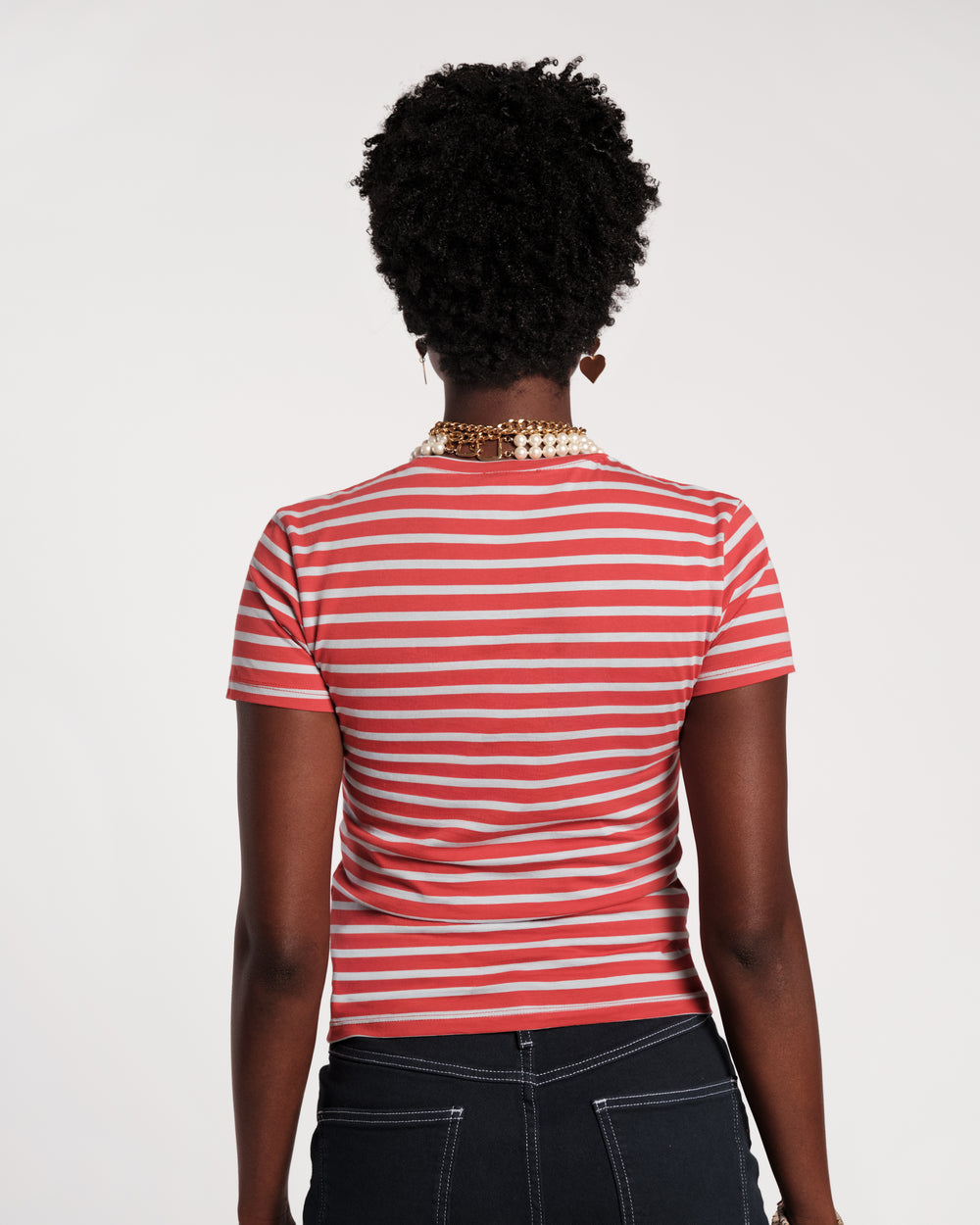 Super Striped Baby Tee - Red/Light Blue Shirt Frances Valentine