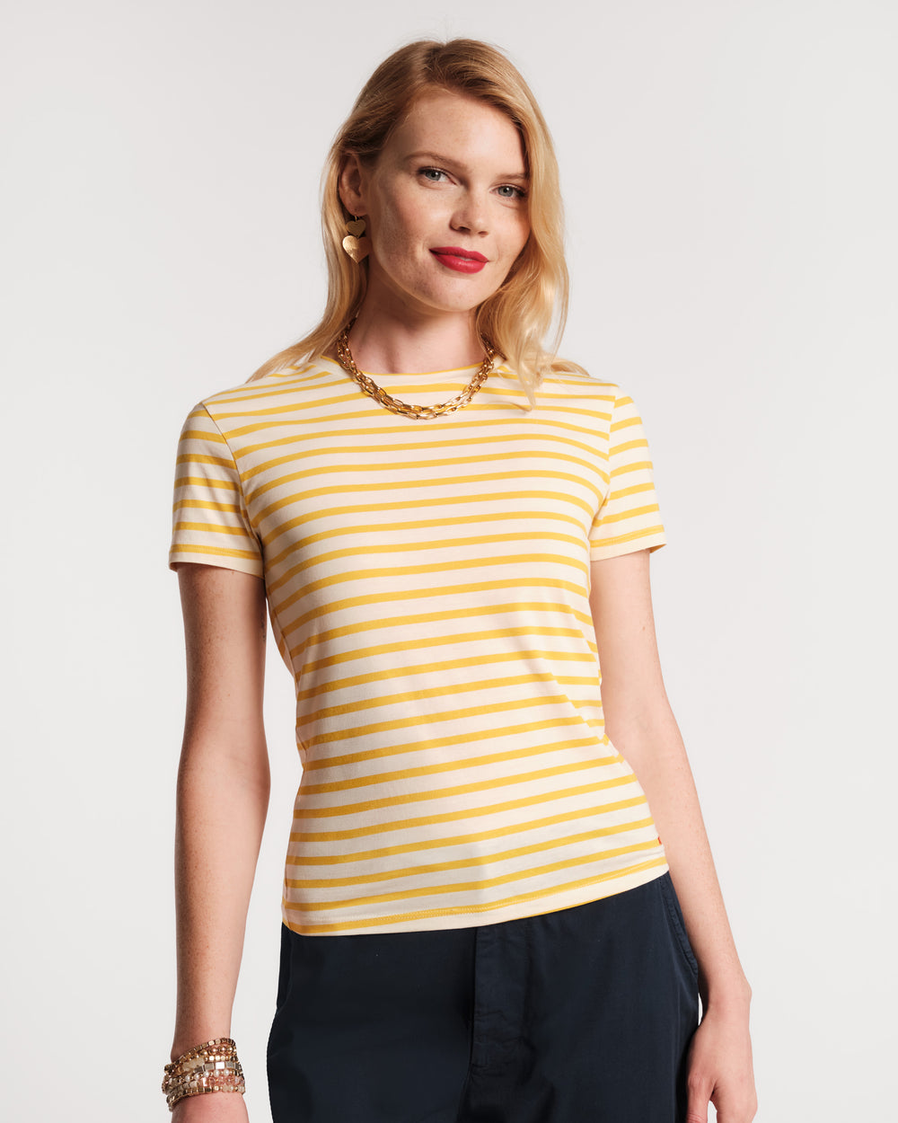 Super Striped Baby Tee - Egg Yolk Frances Valentine