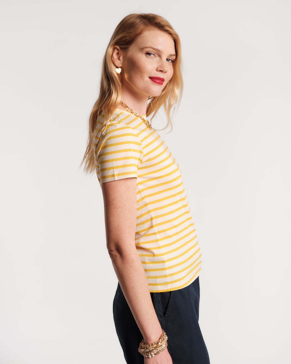 Super Striped Baby Tee - Egg Yolk Frances Valentine