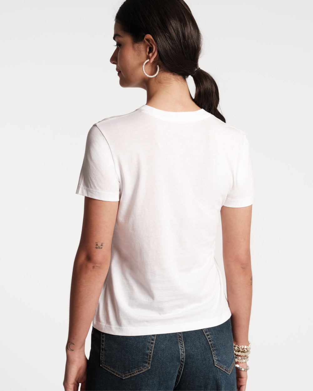 Super Pima Crewneck Tee Shirt - White - Frances Valentine