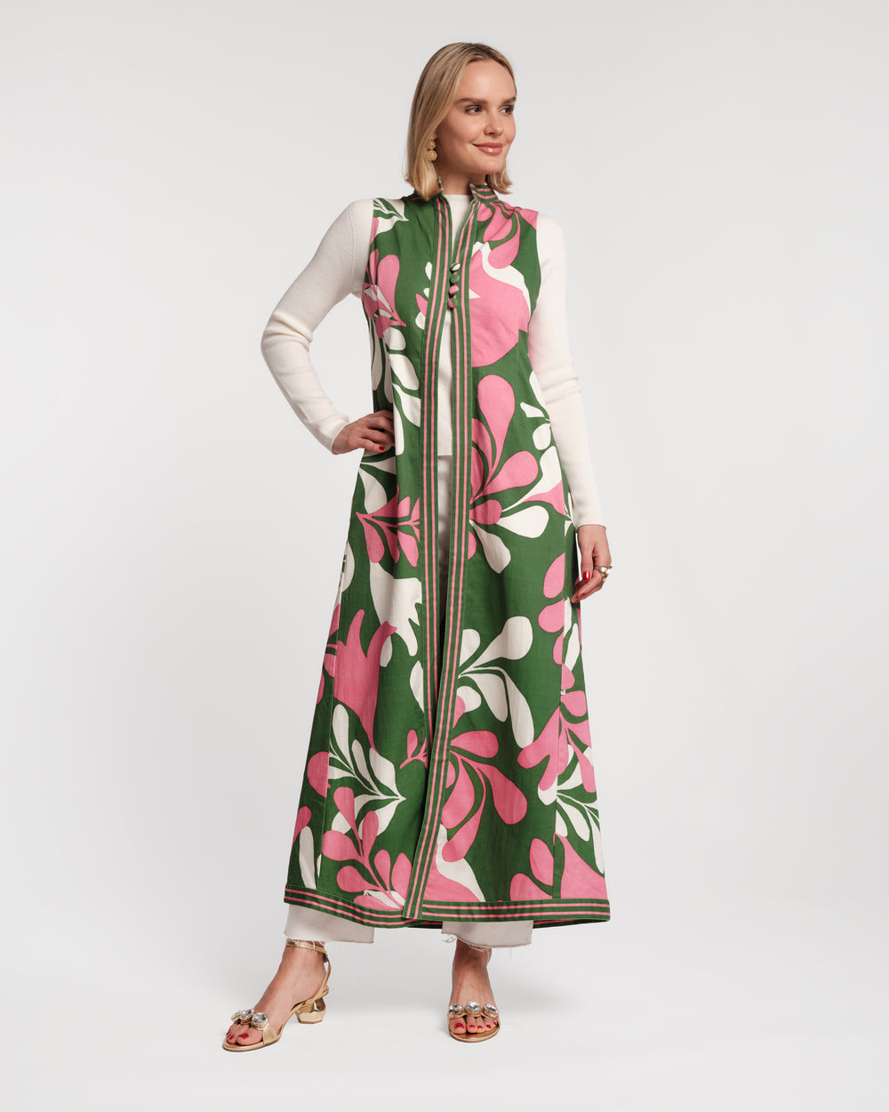 Susie Jacket Modern Palm Cotton Stretch Treetop/Multi Frances Valentine