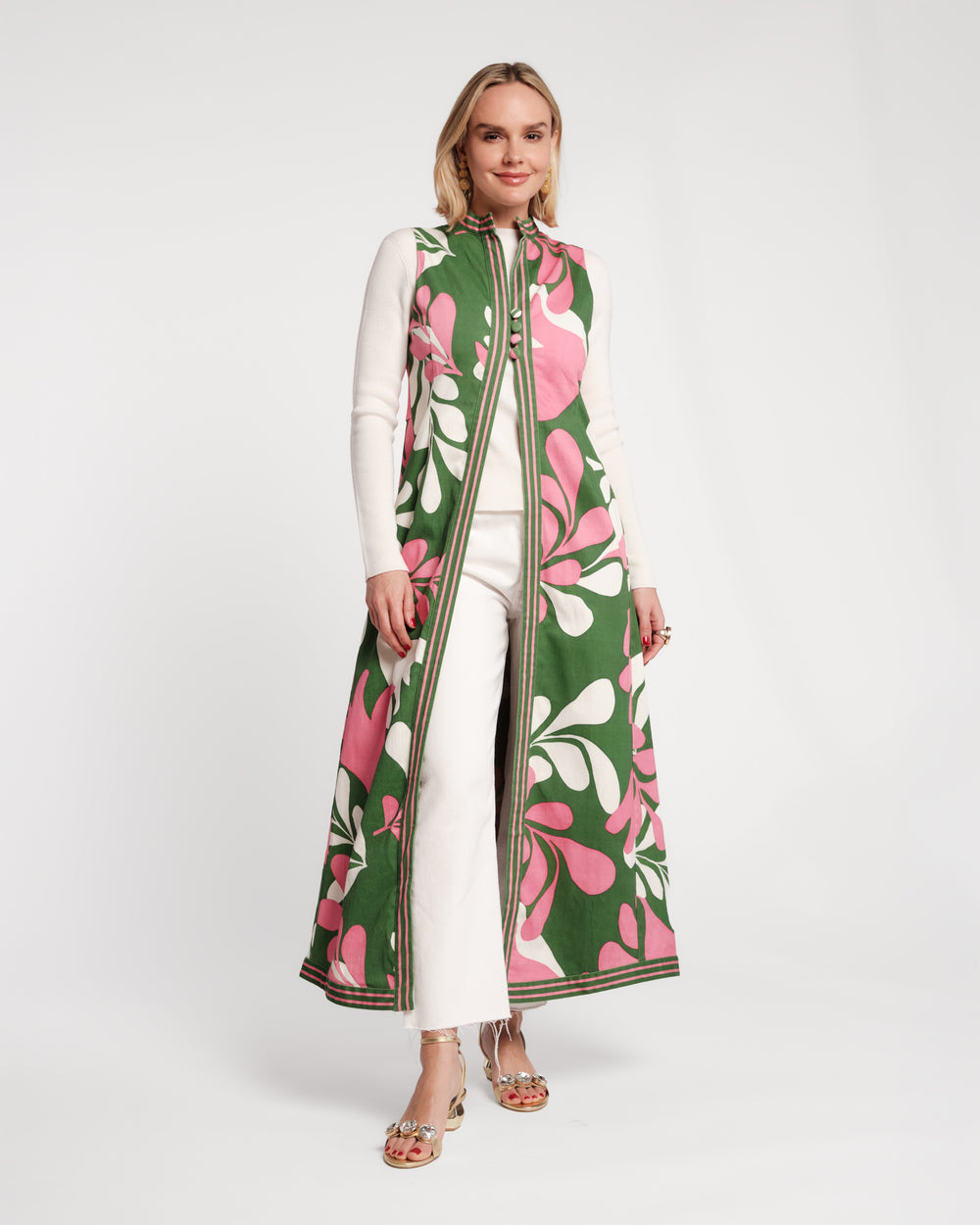 Susie Jacket Modern Palm Cotton Stretch Treetop/Multi Frances Valentine