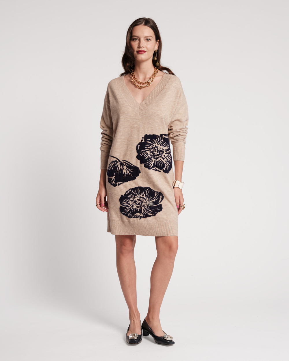 Skye V Neck Dress - Carefree Chrysanthemum Dresses Frances Valentine