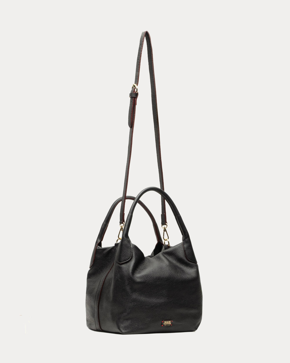 Sweet Pea Tote - Tumbled Leather Black - Frances Valentine