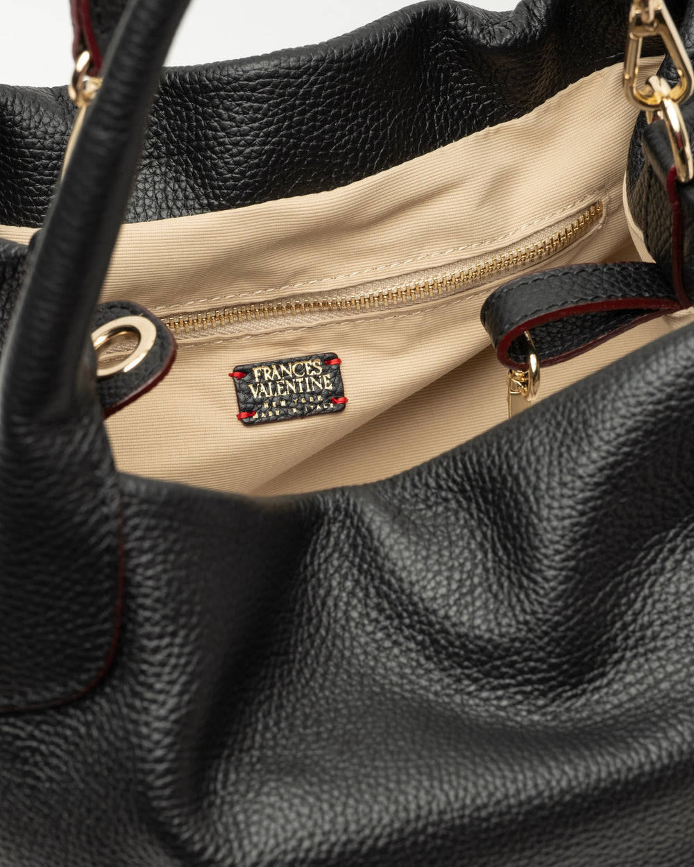 Sweet Pea Tote - Tumbled Leather Black - Frances Valentine
