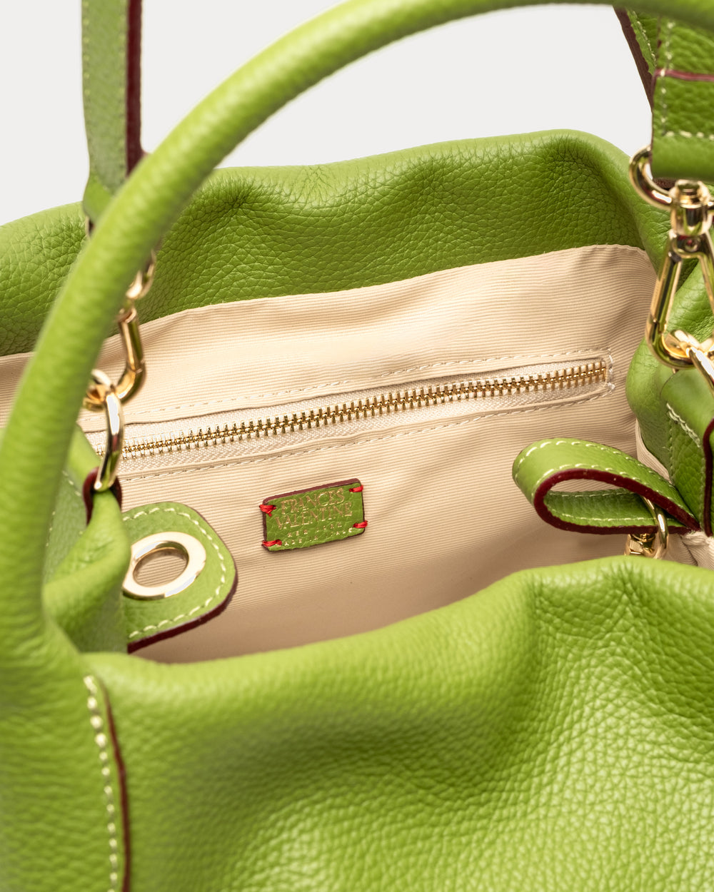 Sweet Pea Tote - Tumbled Leather Green - Frances Valentine
