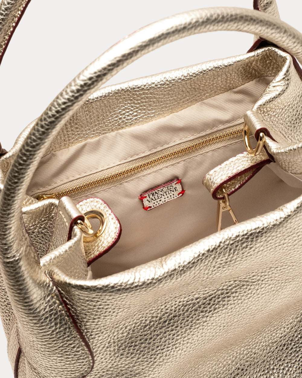Sweet Pea Mini Tumbled Leather Leather Metallic Gold OS Frances Valentine
