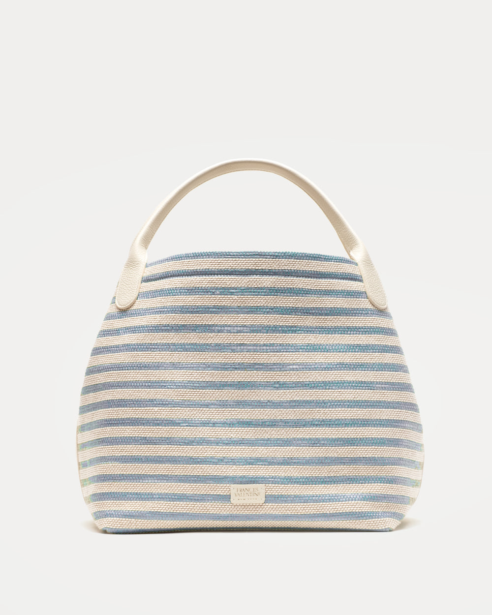 Sweet Pea Raffia - Blue Stripe Large Tote Frances Valentine