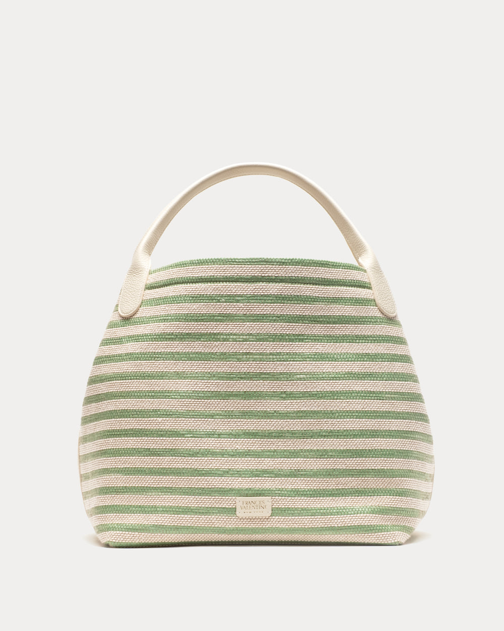 Sweet Pea Raffia - Green Stripe Large Tote Frances Valentine