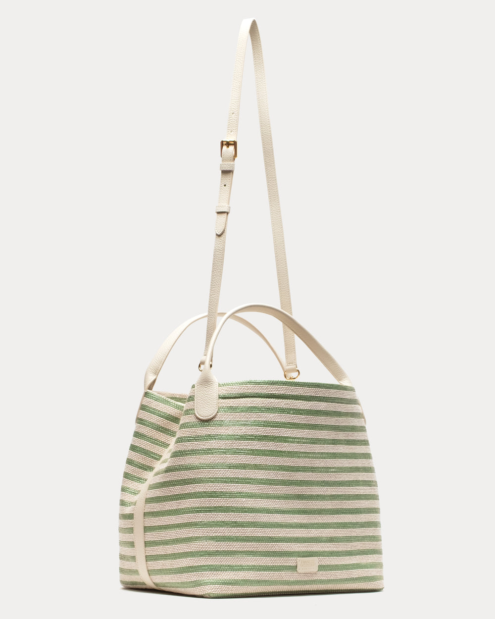Sweet Pea Raffia - Green Stripe Large Tote Frances Valentine
