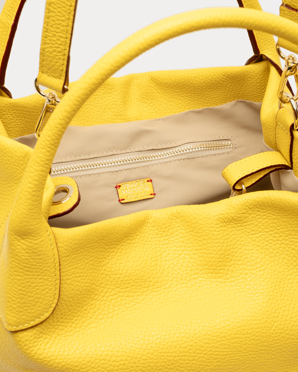 Sweet Pea Tote - Tumbled Leather Canary - Frances Valentine