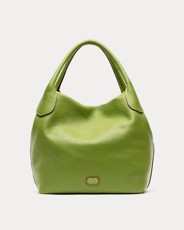 Sweet Pea Tote - Tumbled Leather Green - Frances Valentine