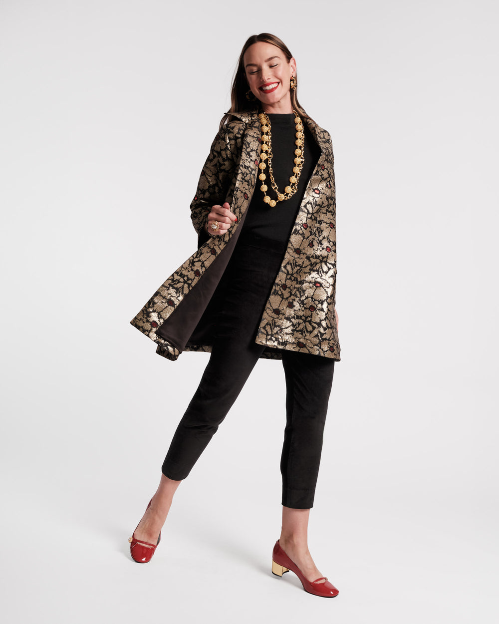 Cornelia Jacquard Swing Jacket Coats & Jackets Frances Valentine