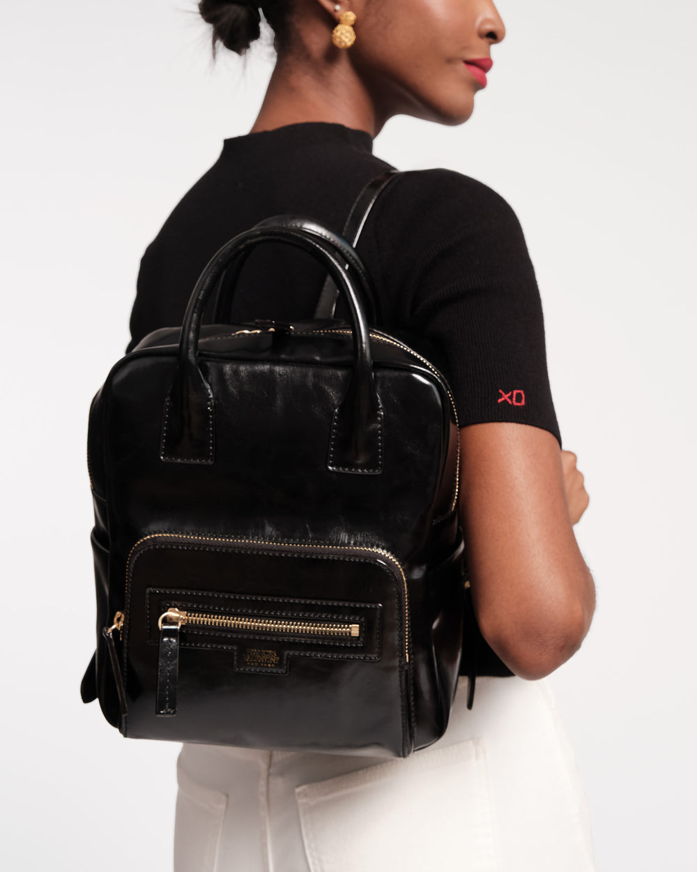Small Casey Backpack - Glazed Leather Oyster - Frances Valentine