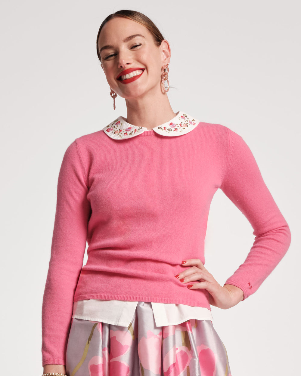 Louise Floral Collar Top - Embroidered - Frances Valentine