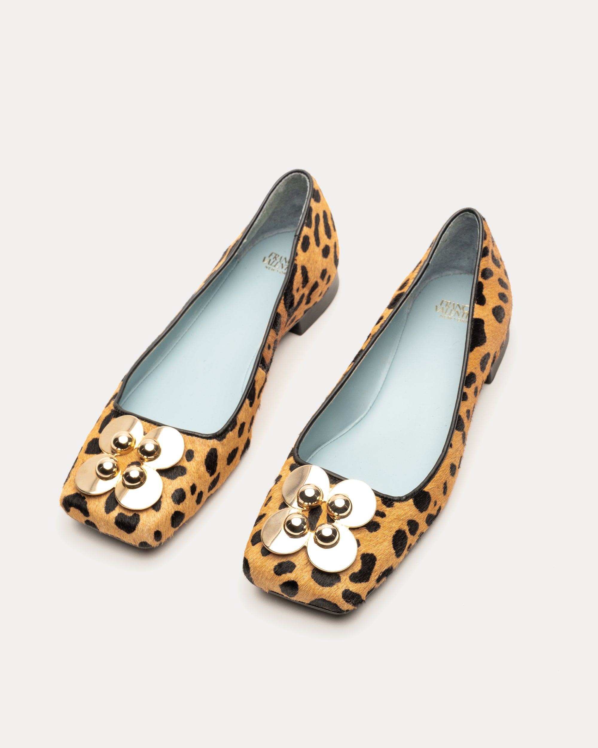 Square Toe Ballet Flat Leopard Printed Haircalf