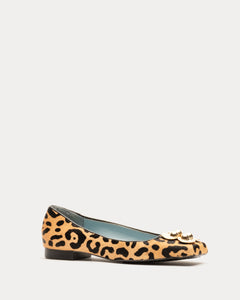 Square Toe Ballet Flat Leopard Printed Haircalf - Frances Valentine