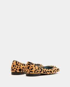 Square Toe Ballet Flat Leopard Printed Haircalf - Frances Valentine