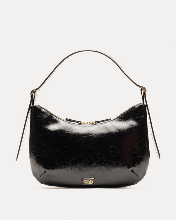 Starr Hobo - Crinkled Leather Black Shoulder Bag Frances Valentine
