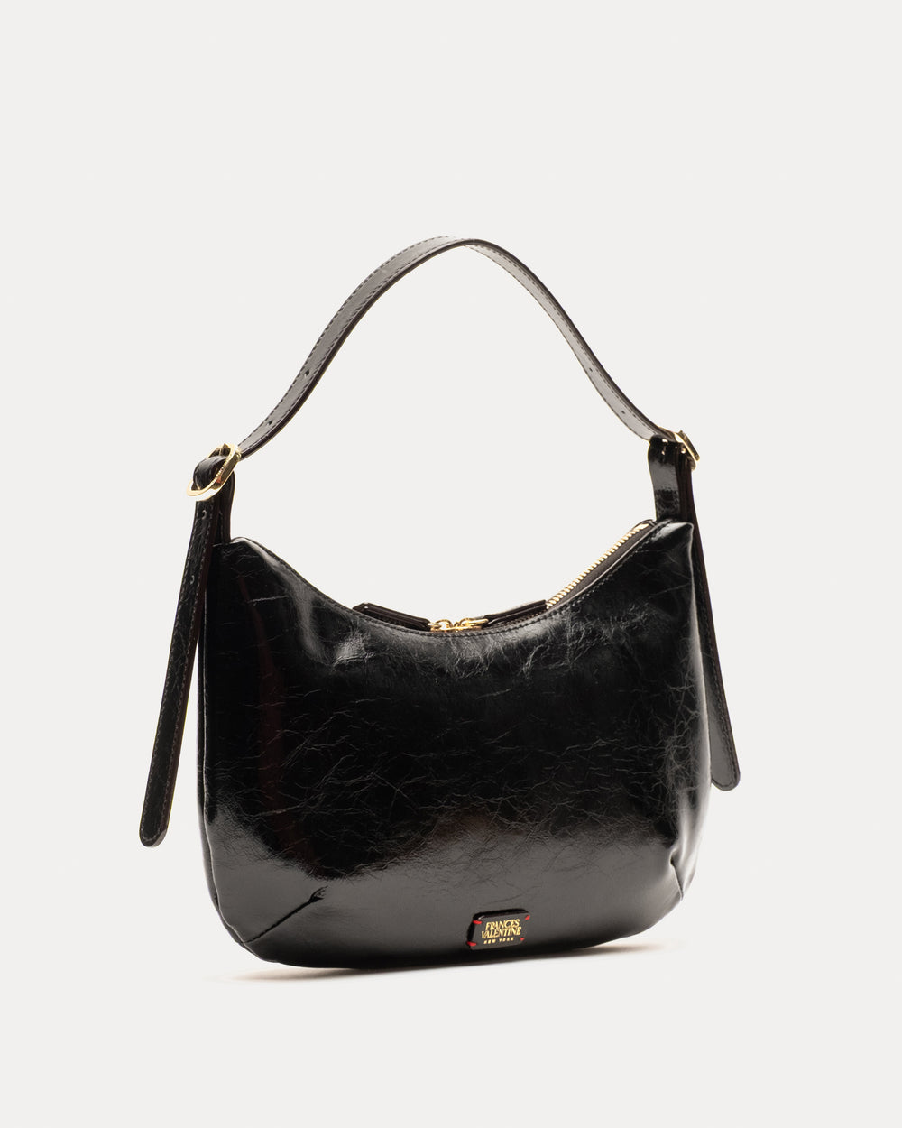 Starr Hobo - Crinkled Leather Black Shoulder Bag Frances Valentine
