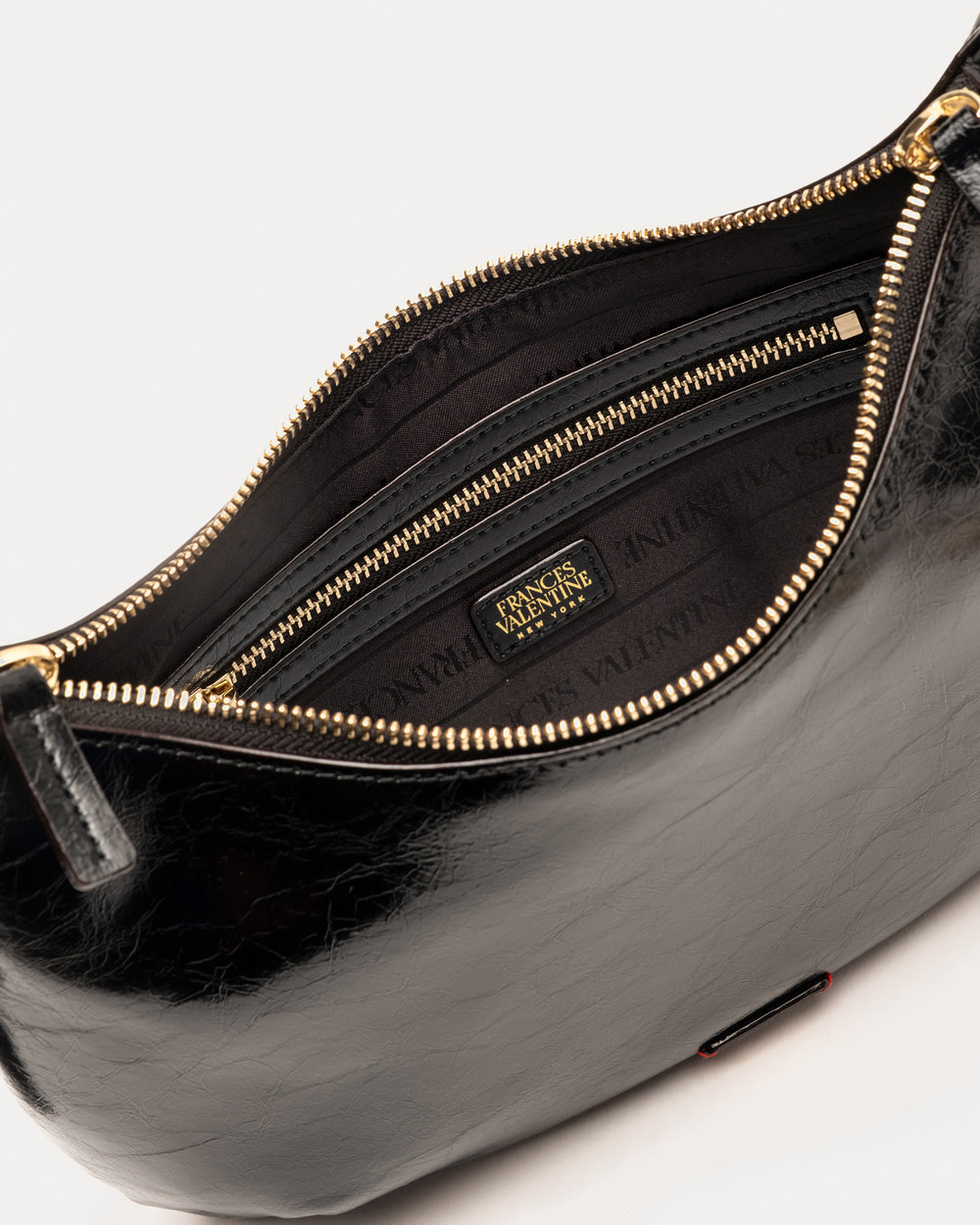 Starr Hobo - Crinkled Leather Black Shoulder Bag Frances Valentine